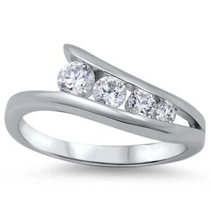 Sterling Silver Journey CZ Ring (size 5)